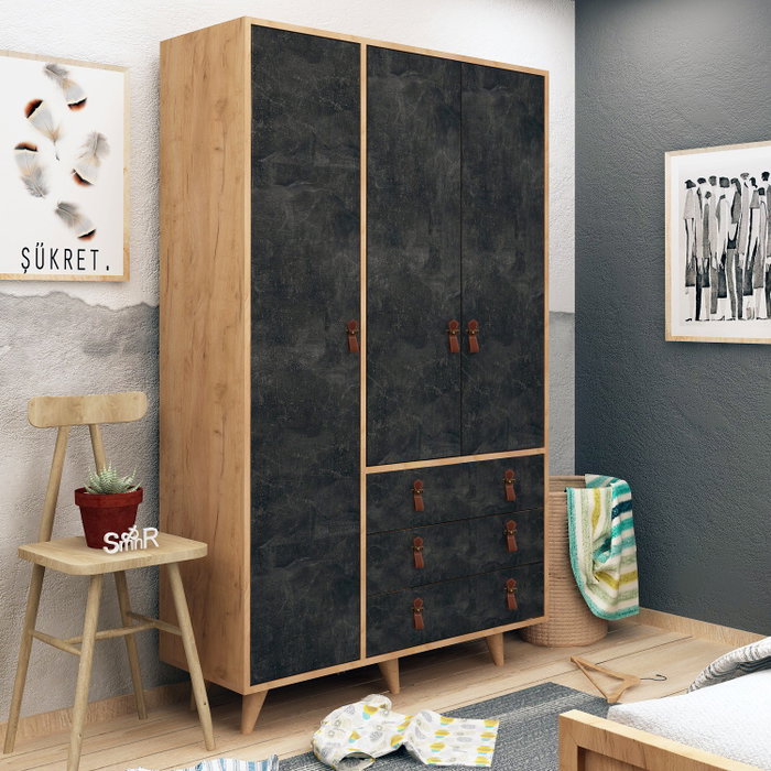 Hanah Home Chunky Armario Roble y Gris Oscuro Hanah Home Chunky Armario Roble y Gris Oscuro